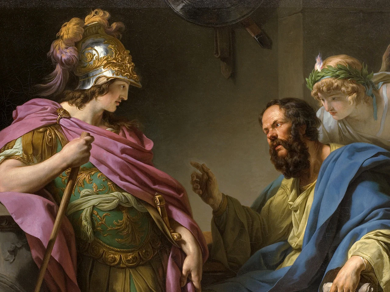 Cena clássica com Minerva e filósofos