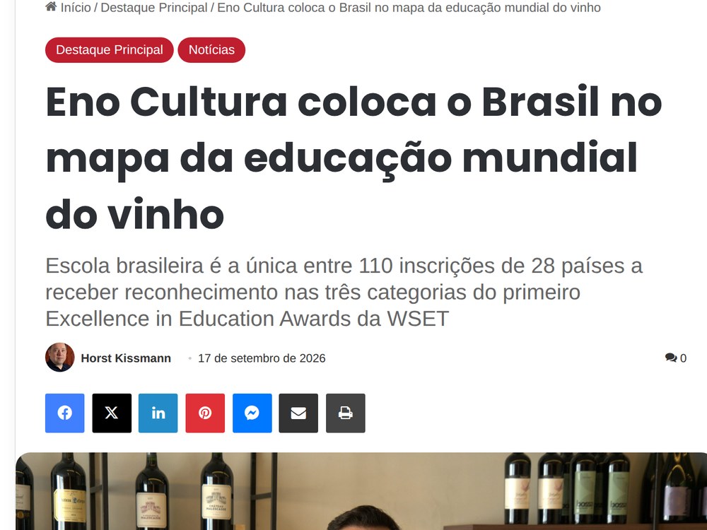 Reprodução da matéria no site Prazeres da Mesa