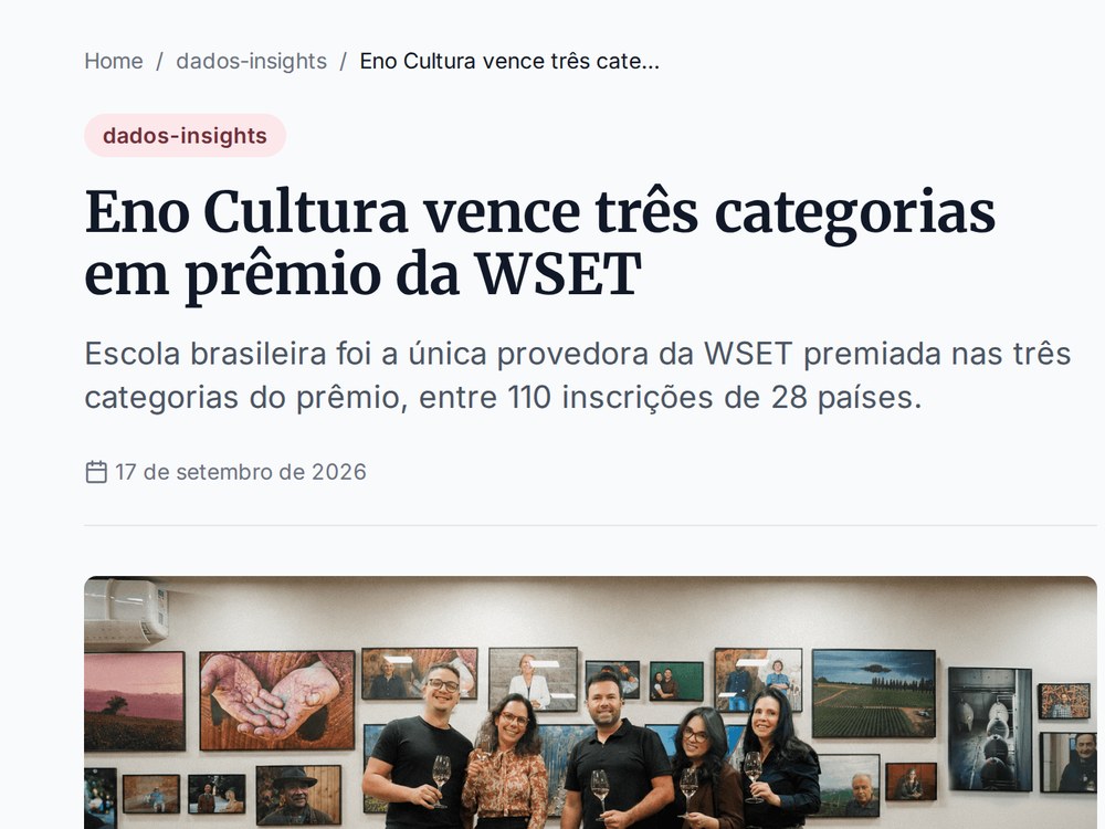 Reprodução da matéria no site Winetrade News