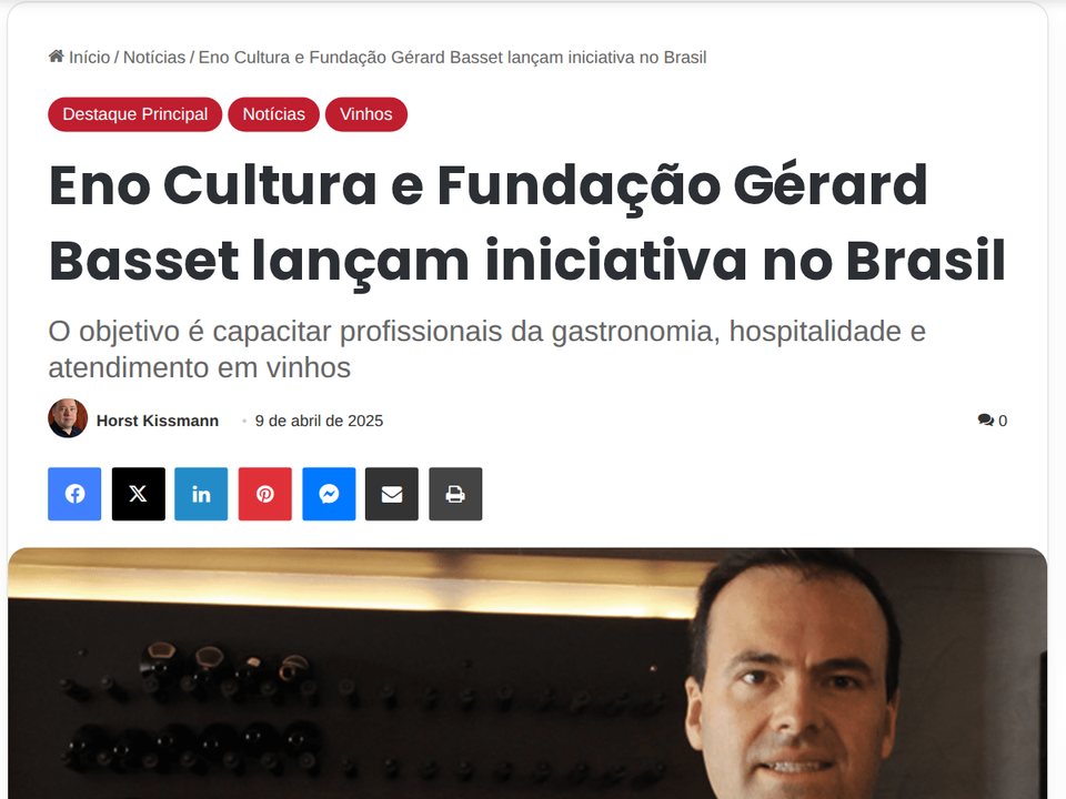 Reprodução da matéria no site Prazeres da Mesa
